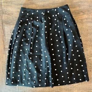 Black and White Polkadot Lined A Line Skirt with Belt Loops.  Size 8